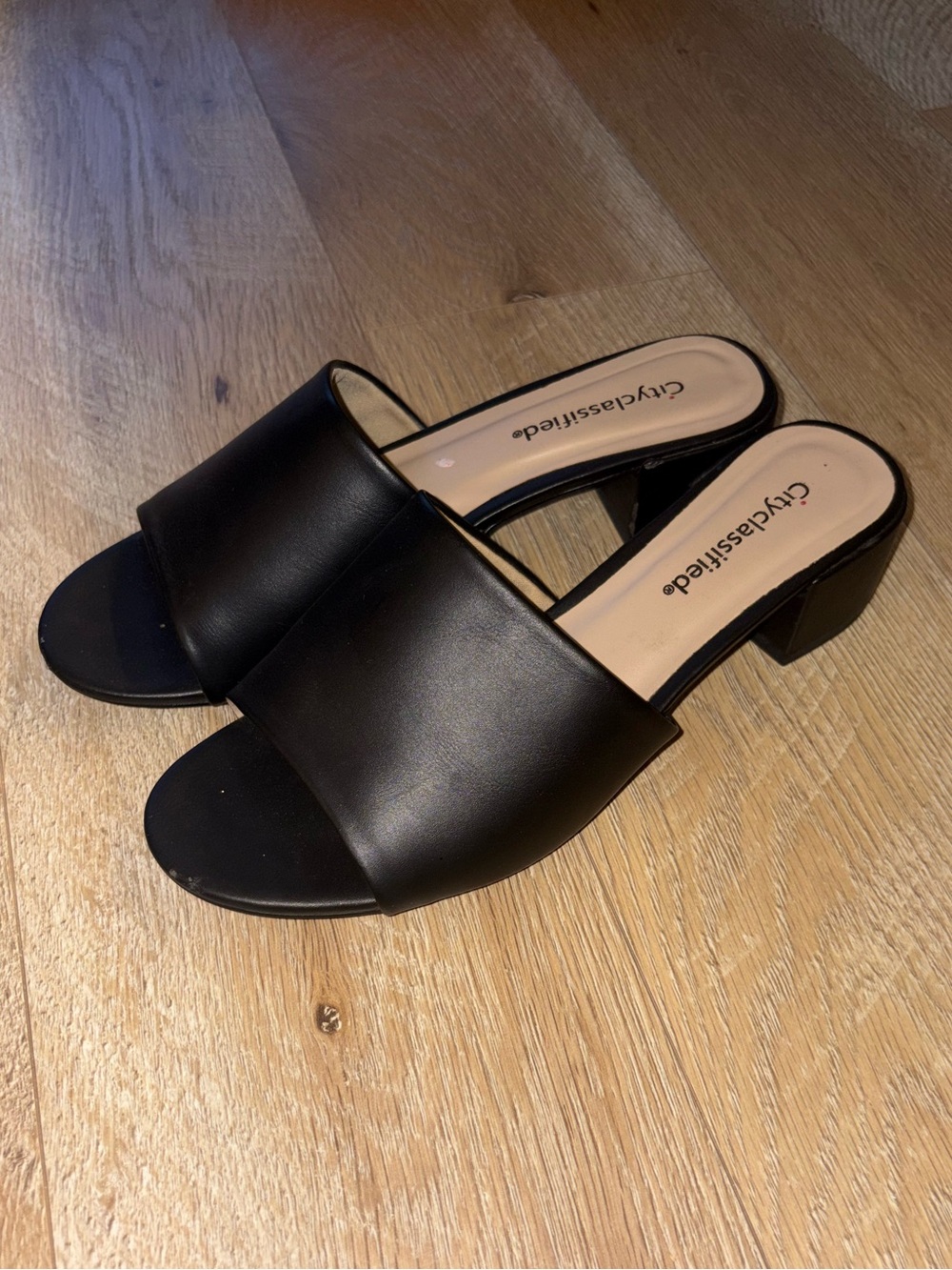 Black Slide Heel Mules